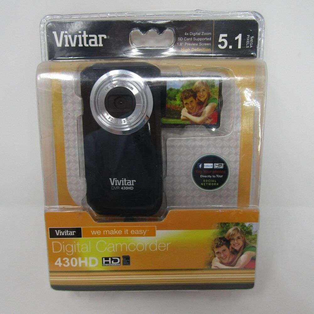 Vivitar DVR 430HD Digital Camcorder 5.1MP 4x Zoom 1.8" Screen Black NEW Sealed